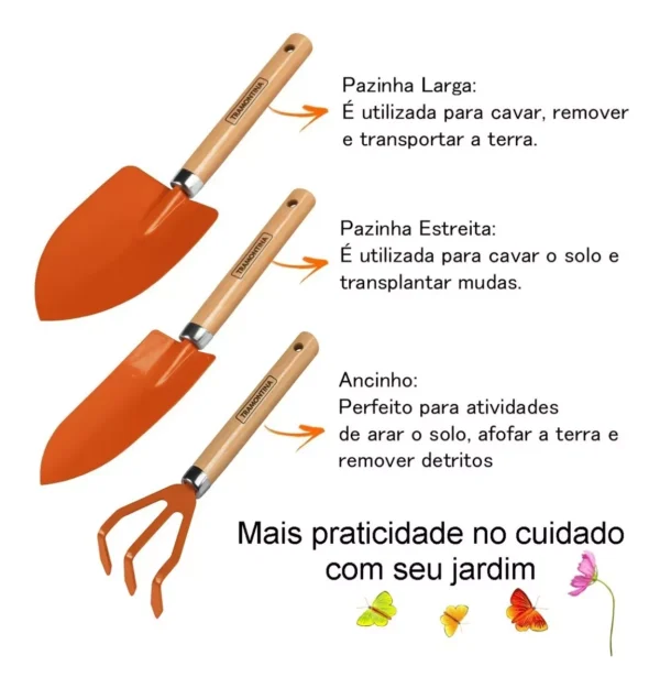 Conjunto Jardinagem Tramontina 4 Peças mais Luva Brinde