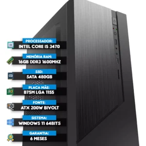 Pc Computador Cpu Core I5 3470 Ssd 480gb 16gb Memória Ram