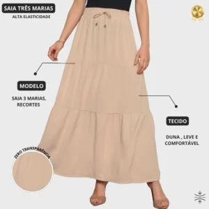 Saia Longa Feminina 3 Marias Camadas Verão Versátil Fashion