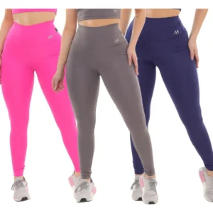 Kit Com 3 Legging Blackout Moda Fitness Zero Transparencia