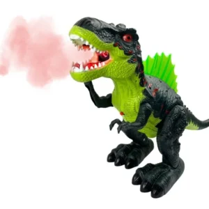 Tiranossauro Rex Brinquedo Solta Fumaça Anda Emite Luz E Som Cor Preto-Verde Personagem Dinossauro