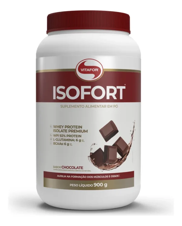 Whey Protein Isolado Isofort Chocolate Pote 900g Vitafor