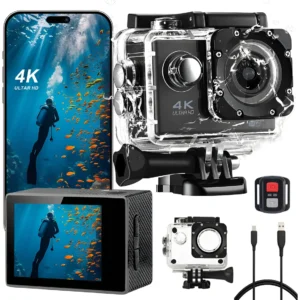 Camera Prova D'agua 4k Ação Sports Filmadora Wifi Full Hd Preto